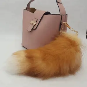 2018 New Fashion Long Fox Bag Anhänger Fuchsschwanz Echtpelz Schlüssel bund