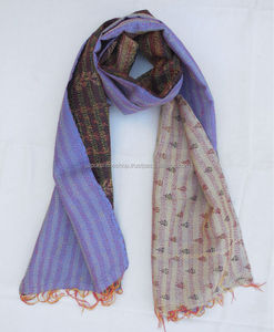 Venta al por mayor 50 piezas seda Kantha bordado estola de longitud media artesanías estilos de verano con patrones bordados - Product Image 1