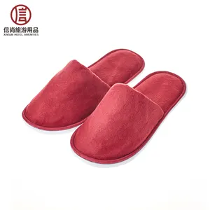 Sales promotion! Red EVA house bedroom hotel poly velour slipper Wholesale