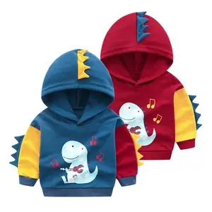 2019 Thiết Kế Mới Nam Mùa Xuân Phong Cách Giản Dị Hoodies Bé Phim Hoạt Hình Khủng Long Trẻ Em Áo Nỉ