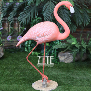 Décoration de jardin rose statue en laiton bronze sculpture de flamingo - Product Image 4