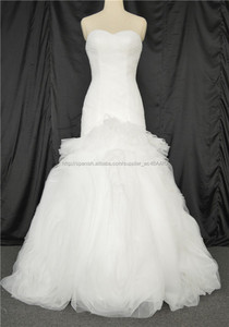 blanco sirena sin tirantes del vestido de boda hinchada con el patrón de novia - Product Image 1