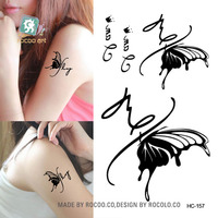 Hhc — tatouages classiques mixtes, 16 feuilles, modèles de tatouages temporaires noirs pour corps, chatte, scorpion, fille avec Design d'ailes pour hommes