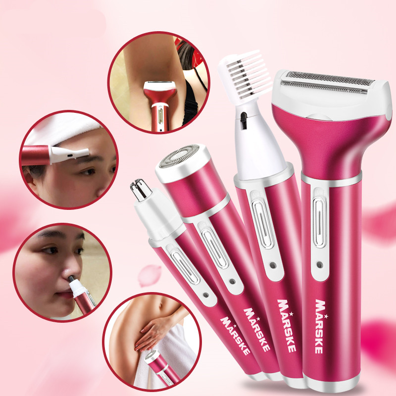 4 in1 Wet Dry Epilator Women Shaver Depiladora Mini Hair Removal Electric Nose Ear Trimmer Bikini Underarm Painless Shaver