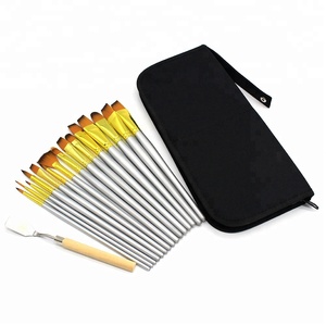 Juego de pinceles de pintura de artista de diferentes formas y tamaños con cuchillo de pintura GRATIS y esponja de acuarela sin cerdas de cobertizo - Product Image 4