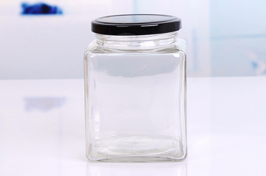 Clear empty food storage glass jar polygon glass jar with screw lid square glass food jar