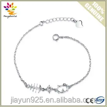 Exquisite Jewelry 925 Sterling Silver Hello Kitty Fish Bracelet、New Design 18K White Gold Charms Bracelet