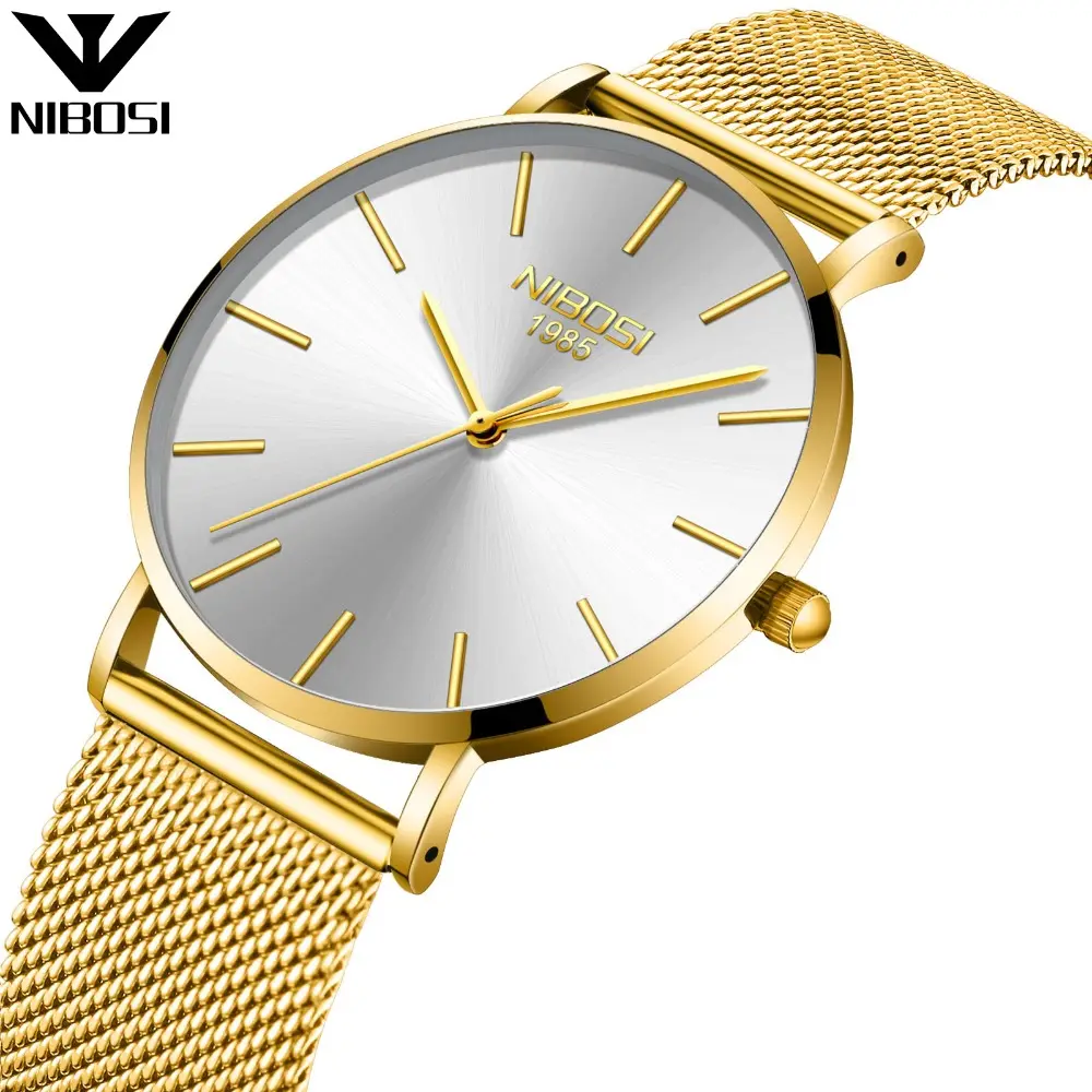 NIBOSI 2316 Ultra Thin Luxury Unisex Watch NIBOSI Minimalist Watch Replacement Band 40mm Watch dropshipping