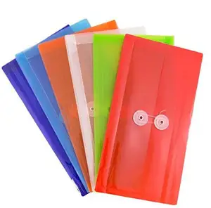 Plastic Business Envelope with Button and String Tie Closure - Booklet Wallet Custom Plastic File Folder