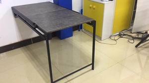 <span class=keywords><strong>Table</strong></span> à <span class=keywords><strong>manger</strong></span> moderne en bois et aluminium pliable avec mécanisme d'extension complète pour la maison, le bureau et l'utilisation murale - Product Image 6