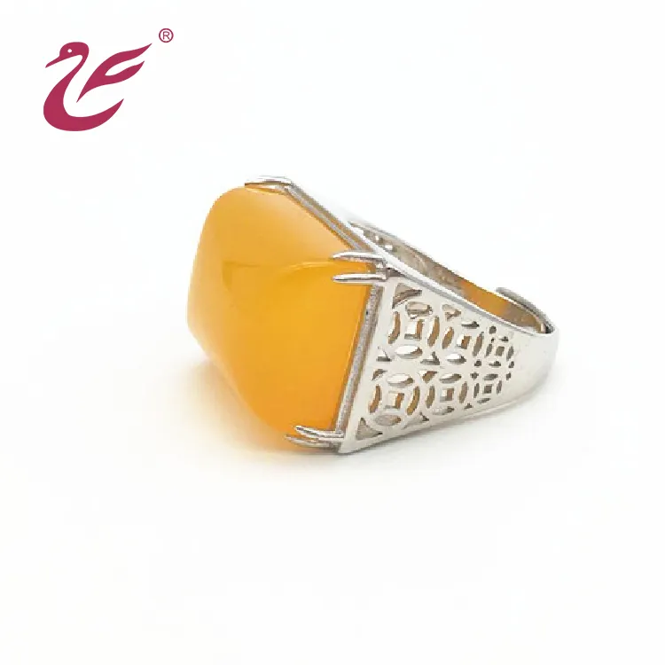 2021 Newest design women luxury vintage crystal 925 sterling silver custom pearl engagement ring yellow jade stone rings