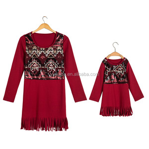 2018 d'été sans manches paillettes maman et moi robe élégante mère et fille jupe - Product Image 2