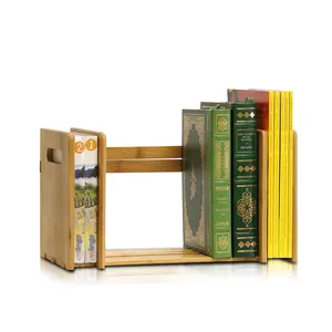 Estante de libros de bambú Natural de extensión ajustable, estantería de escritorio