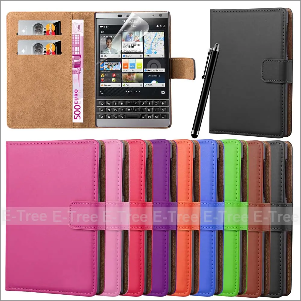 Luxury Leather Mobile Phone Case Card Holder Cover Stand Case for Blackberry Passport