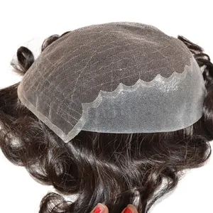 Factory good craft work French Lace with Clear PU on sides and back hair piece mens toupee