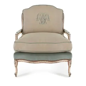 古色古香的设计高品质的口音椅子与翅膀，织物单臂躺椅
