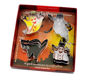 Set di 4 stampini per biscotti a forma di zucca di <span class=keywords><strong>Halloween</strong></span> in acciaio inossidabile 18/0 - Product Image 5