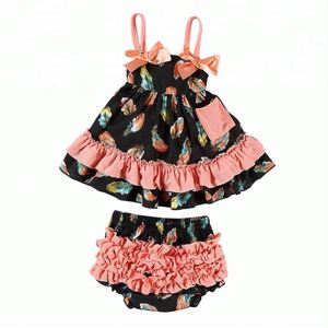 All'ingrosso abbigliamento estivo Vintage floreale per bambine Swing Set nuovo Design 2 pezzi Top Shorts per bambini vestiti - Product Image 5