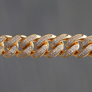 Nuevo 14k chapado <span class=keywords><strong>en</strong></span> oro <span class=keywords><strong>CZ</strong></span> helado cadena de eslabones cubanos hombres hip hop joyeria - Product Image 6