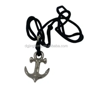 With string engraved logo silver anchor metal pendant