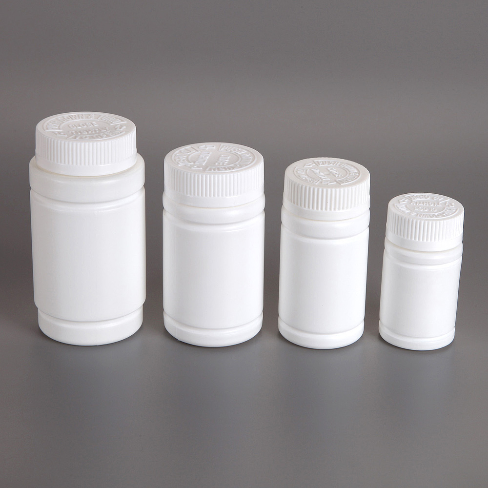 Круглая форма серии HDPE Медицинский белый контейнер пластиковая бутылка для таблеток упаковка тонкая пилюля с крышкой CRC