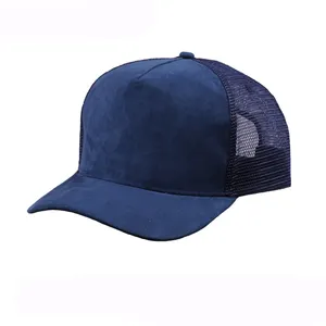 Großhandel Marineblau benutzer definierte Stoff Samt/Cord/Wildleder einfache leere benutzer definierte Mesh Hüte Trucker Caps