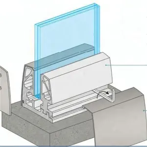 12-19 millimetri balcone frameless balaustra di vetro con alluminio u canale