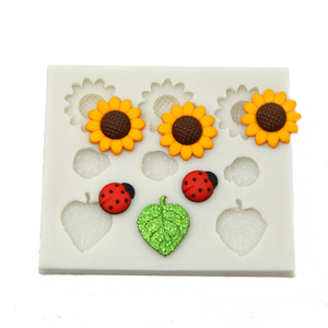 Moule en silicone pour pâtisserie à 7 points, motifs de tournesol, feuilles, <span class=keywords><strong>coccinelle</strong></span>, chocolat, pour faire soi-même, pour le gâteau - Product Image 2