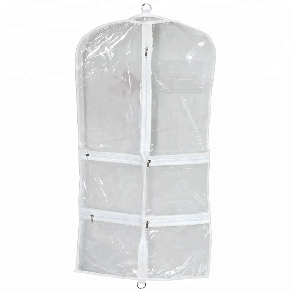 Fold For Travel or Hang In Closet Store clear Garment Bags With pockets