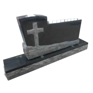 G654 granite for cemetery usage chinese style cross design headstone Jinghuang polished