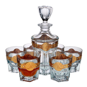 <span class=keywords><strong>Bohemia</strong></span> pha lê 7 cái <span class=keywords><strong>Decanter</strong></span> & whisky kính, whisky <span class=keywords><strong>Decanter</strong></span> Set với Stopper và 6 ly cocktail với Vàng - Product Image 4