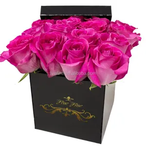 משלוח פרחים באיכות גבוהה תיבת משלוח פרחים אישית מתנה עגול מלאכותי כובע פרחים ורדים מלאכותיים פרחים