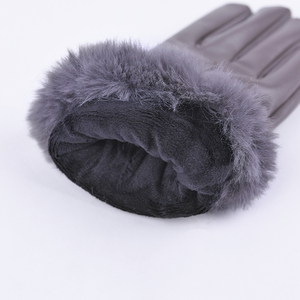 Hecho de alta calidad de cuero de las señoras de seguridad, guantes invierno, guantes invierno Overlock con <span class=keywords><strong>peludo</strong></span> - Product Image 5