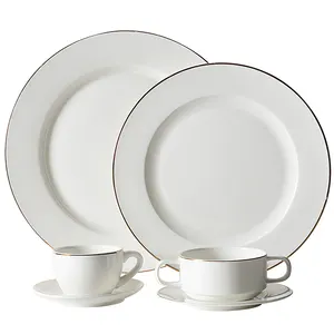 Western New Item Hotel Bone China Dinnerware Royal Bone China, Gold Rim Dinnerware Set~