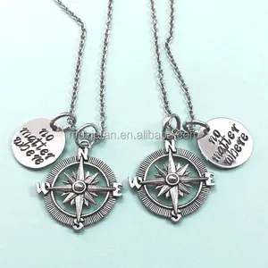 No Matter Where Best Friends Forever Necklaces Pinky Promise Jewelry Best Friends Forever Sister Compass Jewelry