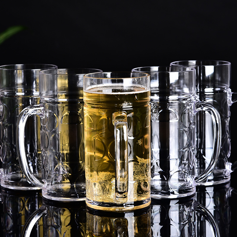 1 Liter clear  beer glass mug big beer glass mug with handle for drinking