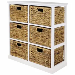 2x3 Storage Unit - 6 Drawer with Seagrass Baskets