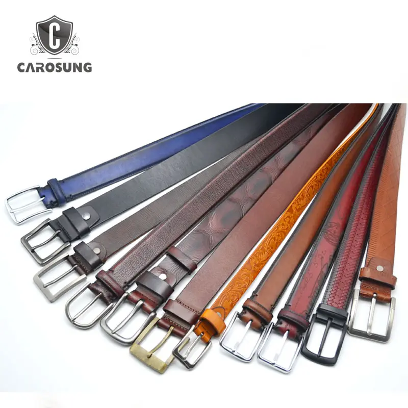 Carosung Custom Leather Belt And Designer Strap Black 28-38mm Genuine Leather Men Belt Famous Accessories Brand Manufacturer