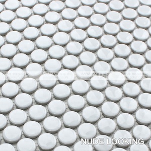 Foshan Prezzo di Fabbrica All'ingrosso Da Cucina <span class=keywords><strong>Splashback</strong></span> 19 millimetri Lucido Smaltato Bianco Penny Rotondo In Porcellana Mosaico Muro del Bagno Piastrelle - Product Image 5