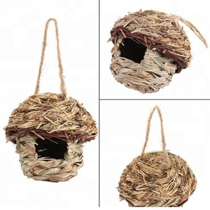 Mooie Ontwerp Stro Vogelnest Huis Handgemaakte <span class=keywords><strong>Birdhouse</strong></span> Bed Voor Vogels Papegaai Hamster Kleine Huisdieren Dieren Kooi Thuis Opknoping Decor - Product Image 6