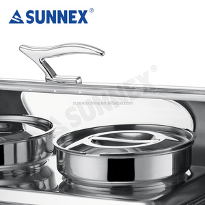Sunnex Buffetware para Hotel y Restaurante de 4L * 2 Bain Maries Chafer Hot Food Display Warmers Mirror Cover Polish Chafing dish - Product Image 2