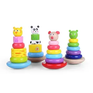 Multifunctionele Diy Leuke Animal Rainbow Stapelen Toren Tumbler Speelgoed Baby Tumbler Ring Speelgoed