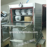 Steamer Gas Seafood Komersial Bahan Stainless Steel dengan Troli untuk Hotel, Restoran, Peralatan Dapur, Bersertifikasi CE, Garansi 1 Tahun