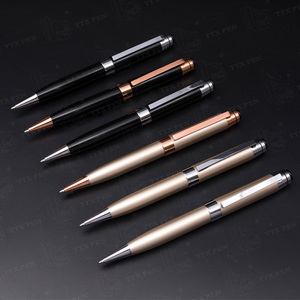 TTX 맞춤형 로고 고급 임원용 블랙 글로스 메탈 볼펜 (독일산 잉크, 긴 필기 길이, 남성용) - Product Image 5