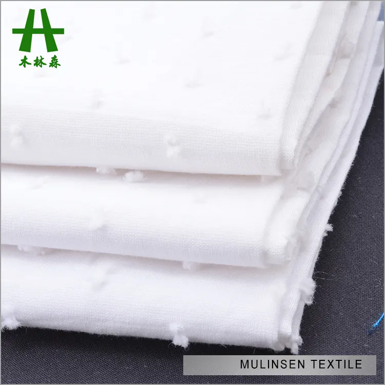 Mulinsen Dệt Trọng Lượng Nhẹ Swiss Dots Màu Trắng Tinh Khiết Nhuộm Voile 100% Vải Bông