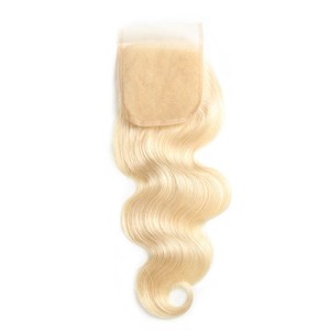 Perruque Lace Frontal Closure wig brésilienne — monstar, cheveux naturels, Body Wave, Base en soie, 4x4 5x5, couleur blond 150%, densité <span class=keywords><strong>613</strong></span> - Product Image 1
