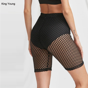 KY Double Line Mesh <strong>Shorts</strong> Ladies <strong>Stretchy</strong> Sexy Club High Rise Black Fishnet <strong>Shorts</strong> and Middle Length Leggings <strong>Short</strong> for Women - Product Image 2