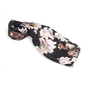 57/58 "dệt Polyester voan vải vải với hoa lớn màu đen mặt đất trong kho - Product Image 6