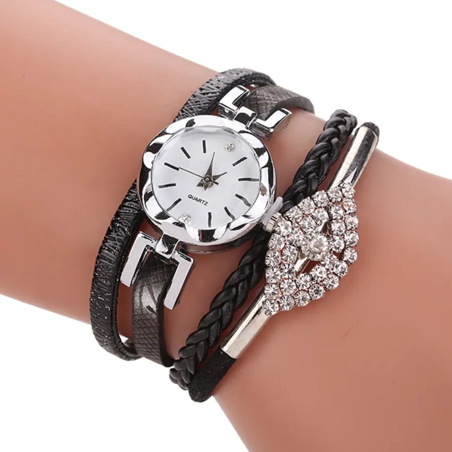WW039 Top Fashion Watches For Women Luxury Weave Crystal Bracelet Watch Casual Ladies Watch Relojio feminino