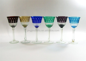 Ensemble de tasses à vin en cristal de Bohême personnalisées pour mariage <span class=keywords><strong>Verre</strong></span> superposé sculpté à la main avec motif élégant Gobelets de qualité supérieure - Product Image 4
